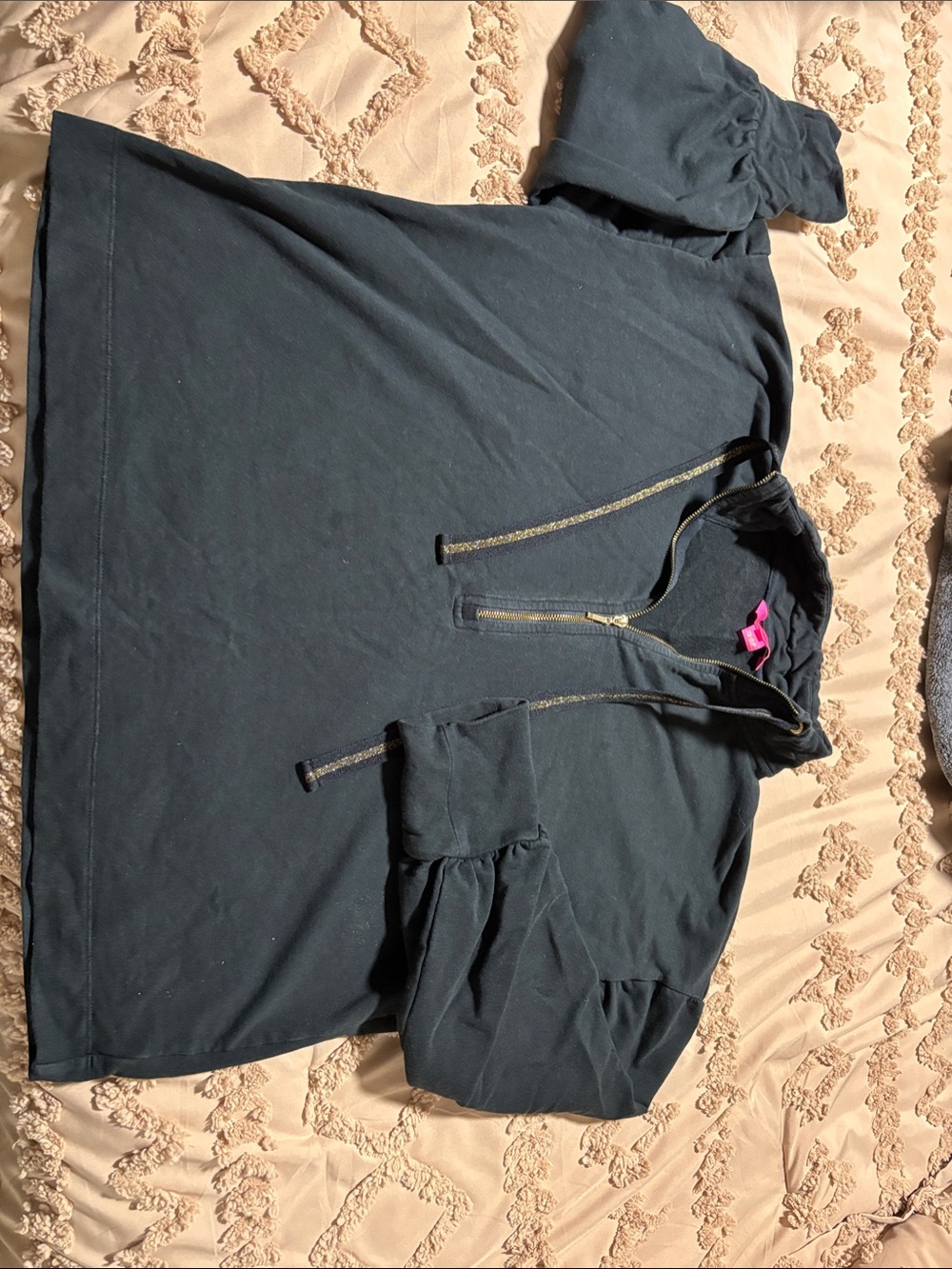 Lilly Pulitzer Navy Half-Zip Pullover with Gold Accents